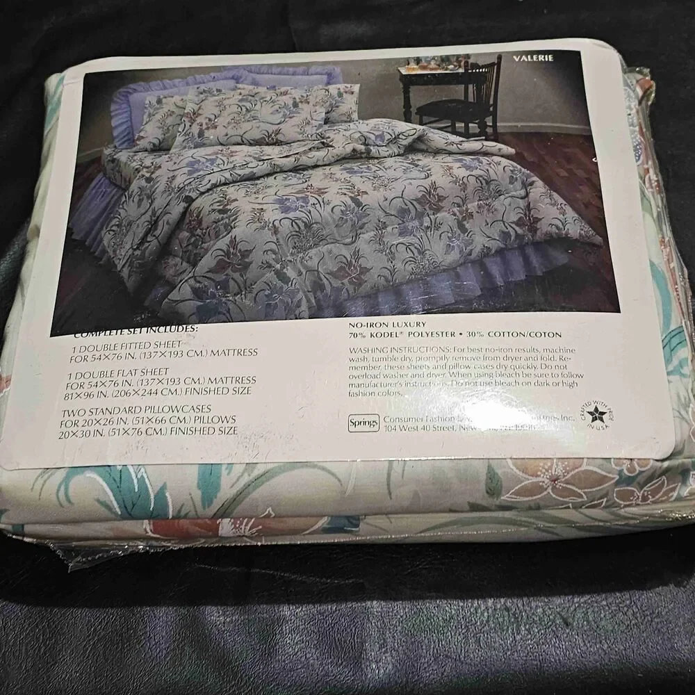 New Springmaid Vintage Floral‎ Print Double Bed Sheet Set NOS NIP